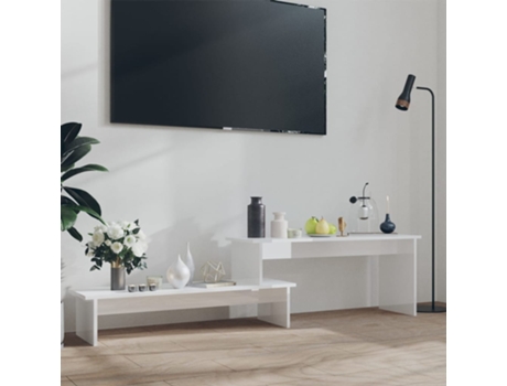 MAISON EXCLUSIVE Mueble de TV madera contrachapada blanco brillante 180x30x43 cm
