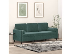 Sofá De 3 Plazas Con Cojines Terciopelo Verde Oscuro 180 Cm