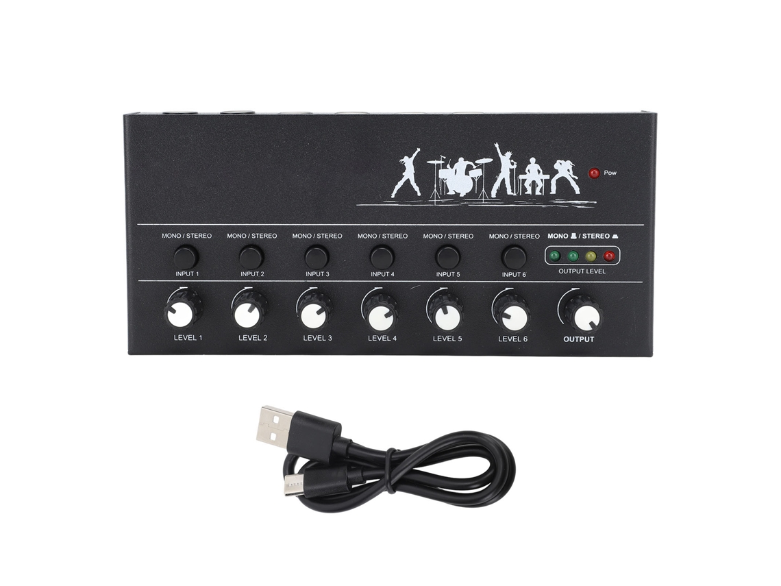 Mixer De Audio Mini De 6 Canales De 5v Dc Para Performance Musical Con Baja Ruido Y Control Sencillo