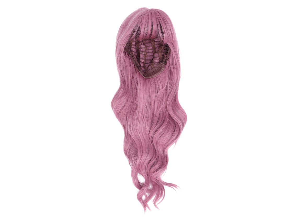 Peluca sintética para mujer, resistente al calor, natural, transpirable, larga y ondulada con flequillo para uso diario, fiestas y Halloween.