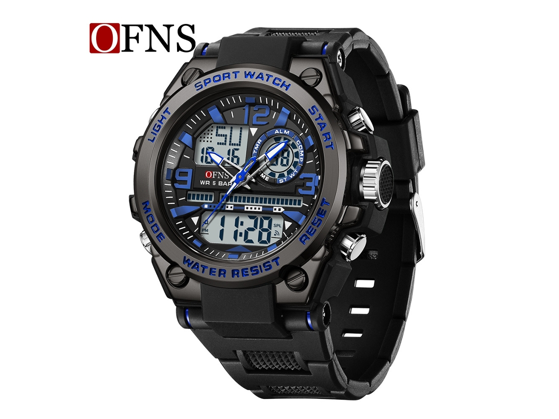 Reloj Electrónico Para Hombre (negro Y Azul), Reloj Deportivo Impermeable Para Exteriores, Reloj Electrónico Multifuncional Luminoso.