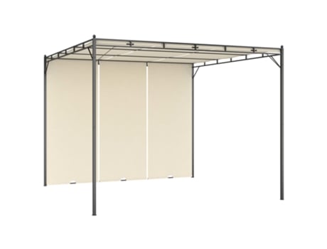 MAISON EXCLUSIVE Cenador de jardín con cortina lateral color crema 3x3x2,25 m