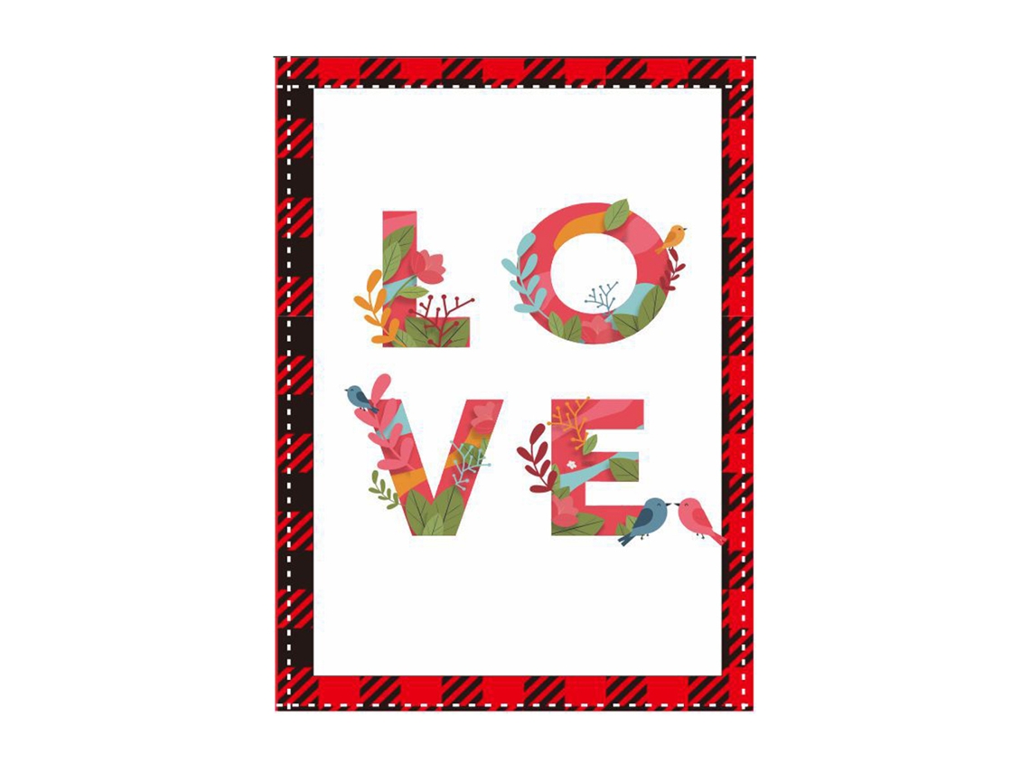 Bandera de jardín vertical de lona para San Valentín, estilo rústico de granja, ideal para bodas y fiestas al aire libre.