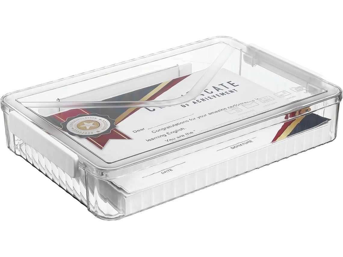Caja De Almacenamiento Transparente Para Documentos, De Plástico Resistente, Apilable Y Organizador Portátil.