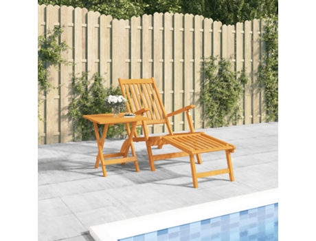 Silla Con Reposapiés VIDAXL Marrón Madera de acacia (46x46x47 cm)