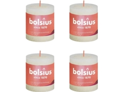 Bolsius Velas rústicas Shine 4 unidades perla suave 80x68 mm