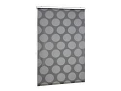 Relaxdays Cortina Enrollable Ducha Lunares, Estor Traslúcido, Repele Agua, Sujeción Techo/ventana, 100x240 Cm, Gris