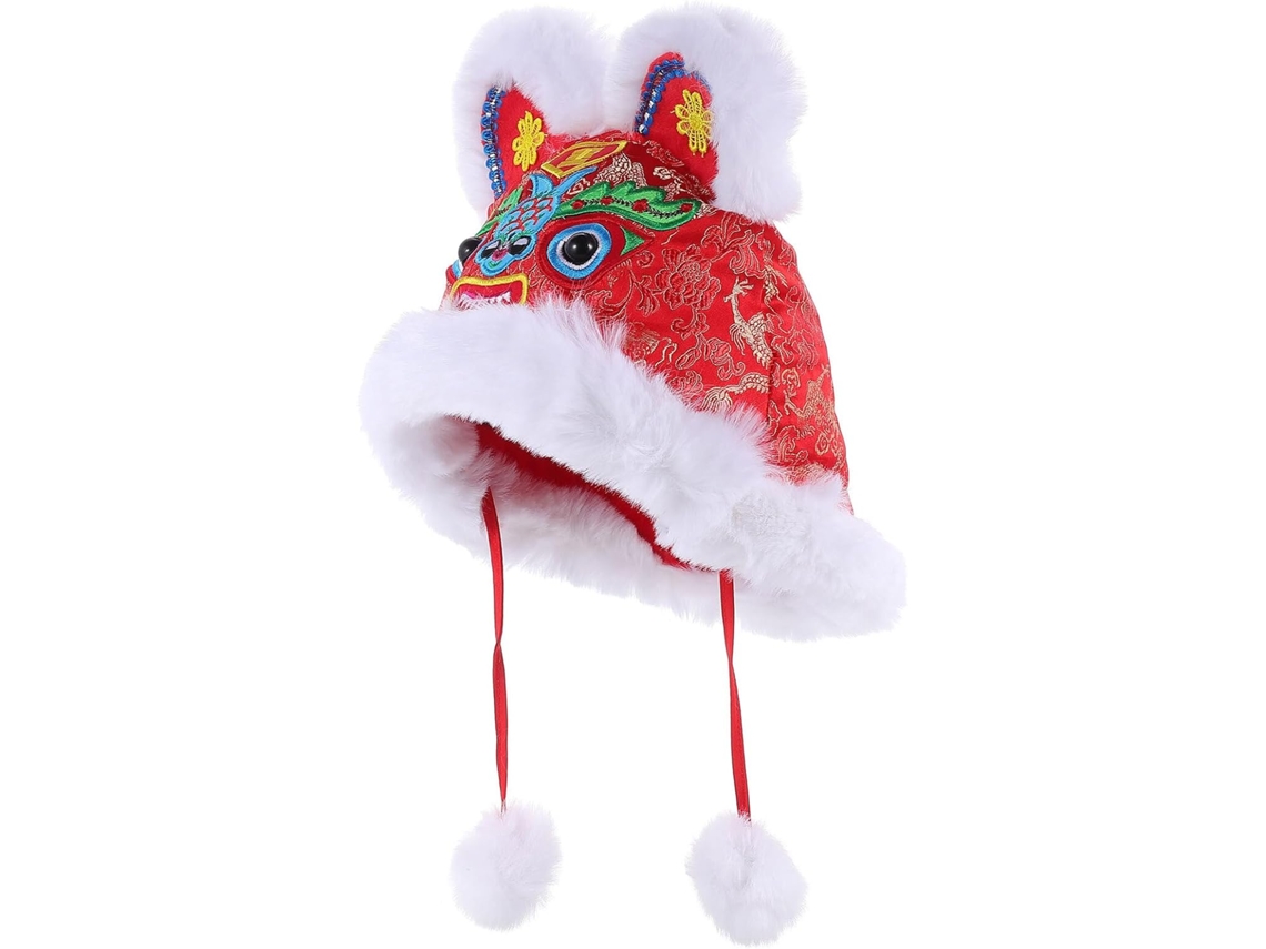 Gorro De Tigre Chino Para Niños Y Niñas, Gorro De Invierno Cálido Bordado En Rojo.