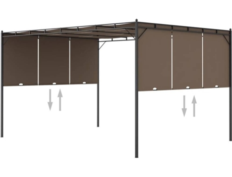 vidaXL Cenador de jardín con cortina lateral gris taupe 4x3x2,25 m