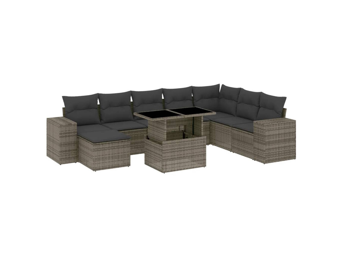 Maison Exclusive - Set De Muebles De Jardín 9 Pzas Y Cojines Ratán Sintético Gris