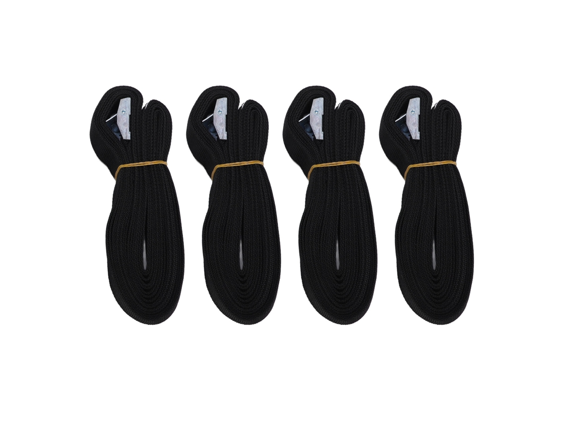 4 correas ajustables y resistentes para equipaje, ideales para viajes y acampadas - Negras