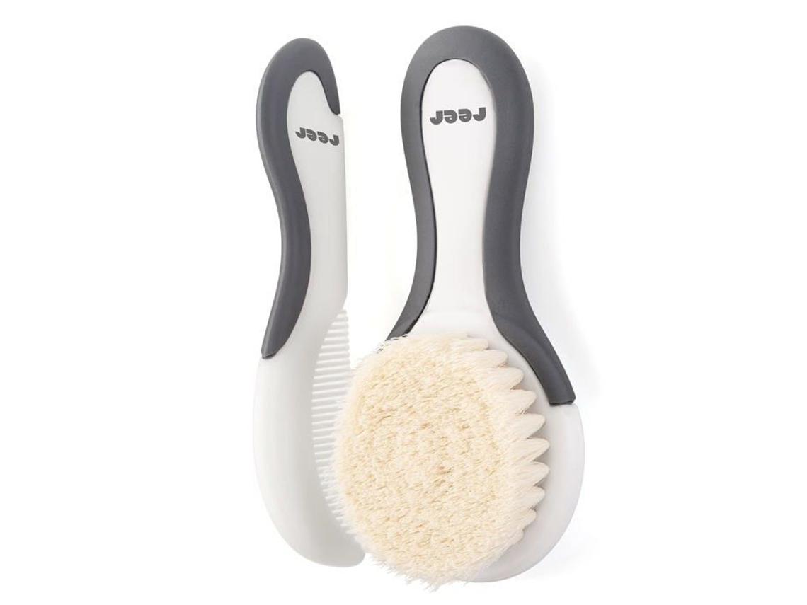 81070 Kit de cuidado capilar de 2 piezas para bebés con cepillo de pelo de cabra y peine Reer Crust