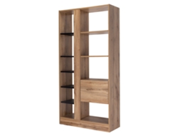 Armario Estanteria 1 Puerta BS. Muebles Salon o Comedor, Roble y Negro SALDOSYSTOCKS