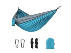 Rede De Acampamento Portátil Rede Única Com Saco De Armazenamento Para Acampamento Na Praia Ao Ar Livre (cinza Azul/270x140cm)