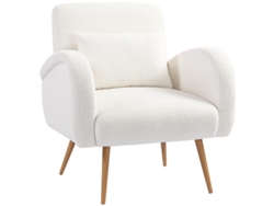 Sillón De Lectura, Lana Color Crema, Soporte Lumbar, Estructura Metálica, Tapizado.