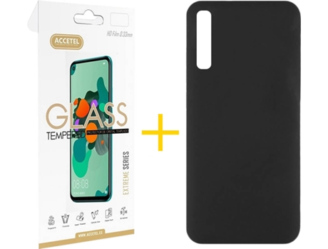 Kit Funda + Protector de Pantalla Samsung Galaxy A30s ACCETEL Silicona Líquida (Negro)