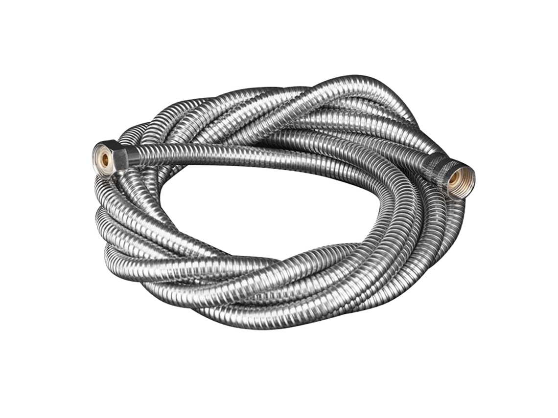 Manguera de ducha flexible de acero inoxidable G1/2, antienredos, color plateado, con conector de cobre