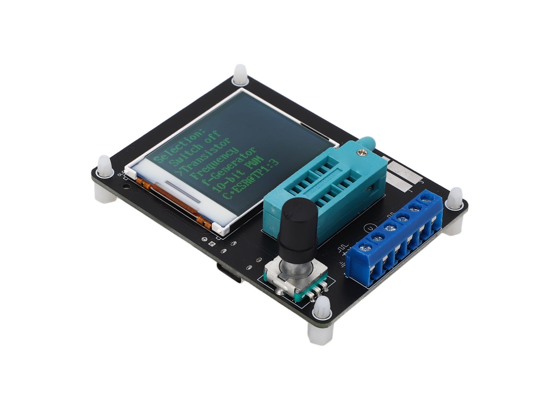 Probador de transistores DC5V con pantalla TFT de 1,77 pulgadas, medidor de capacitancia, inductancia, ESR, voltaje y frecuencia.