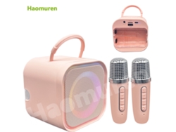 (micrófono Dual Rosa) Mini Máquina De Karaoke, Equipada Con Altavoz Bluetooth Y 2 Micrófonos Portátiles