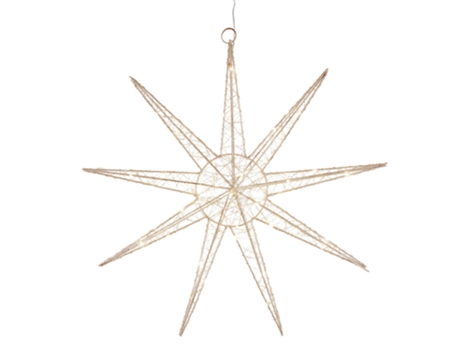 Estrella de navidad colgante con 50 LEDs dorado copo nieve decoración navideña