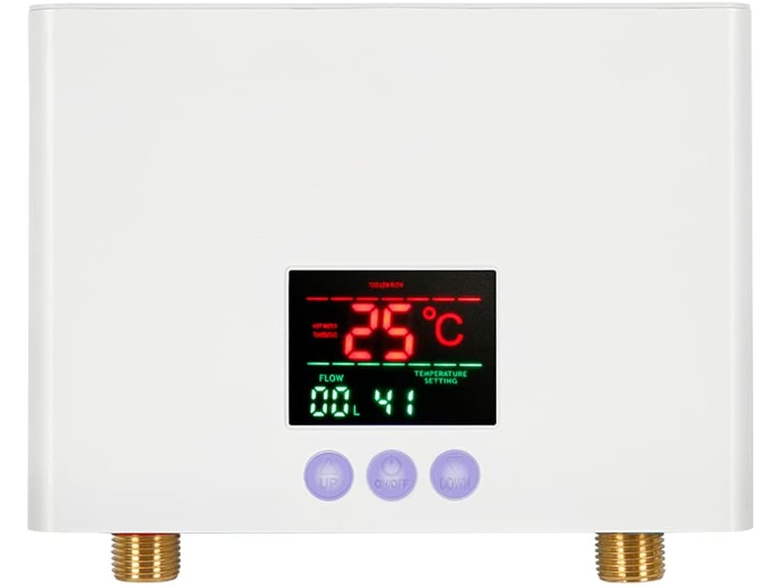 Calentador de agua instantáneo de pared con pantalla, ajuste de temperatura de 3 niveles y control remoto, ideal para el hogar, la cocina y el baño Zeuxo