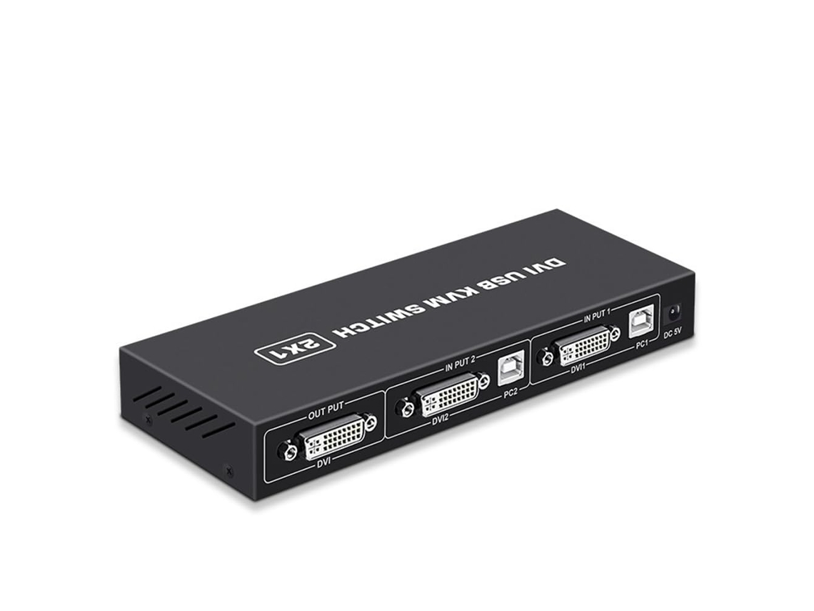 Conmutador Kvm Dvi 4k 2 En 1 Para Dos Ordenadores Y Teclado Usb Compartidos.