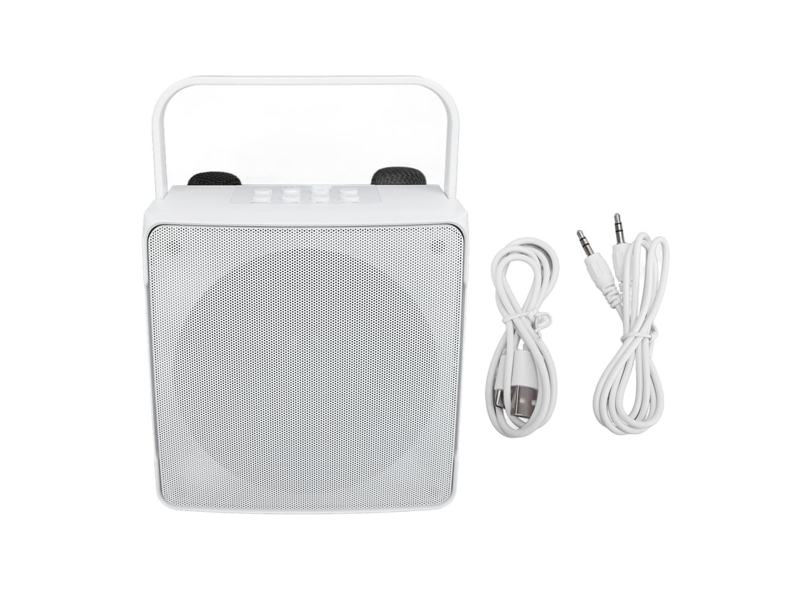 2026-máquina De Karaoke Portátil Bluetooth Con 2 Micrófonos Inalámbricos Y Luces Rgb Para Niños Y Adultos Blanco