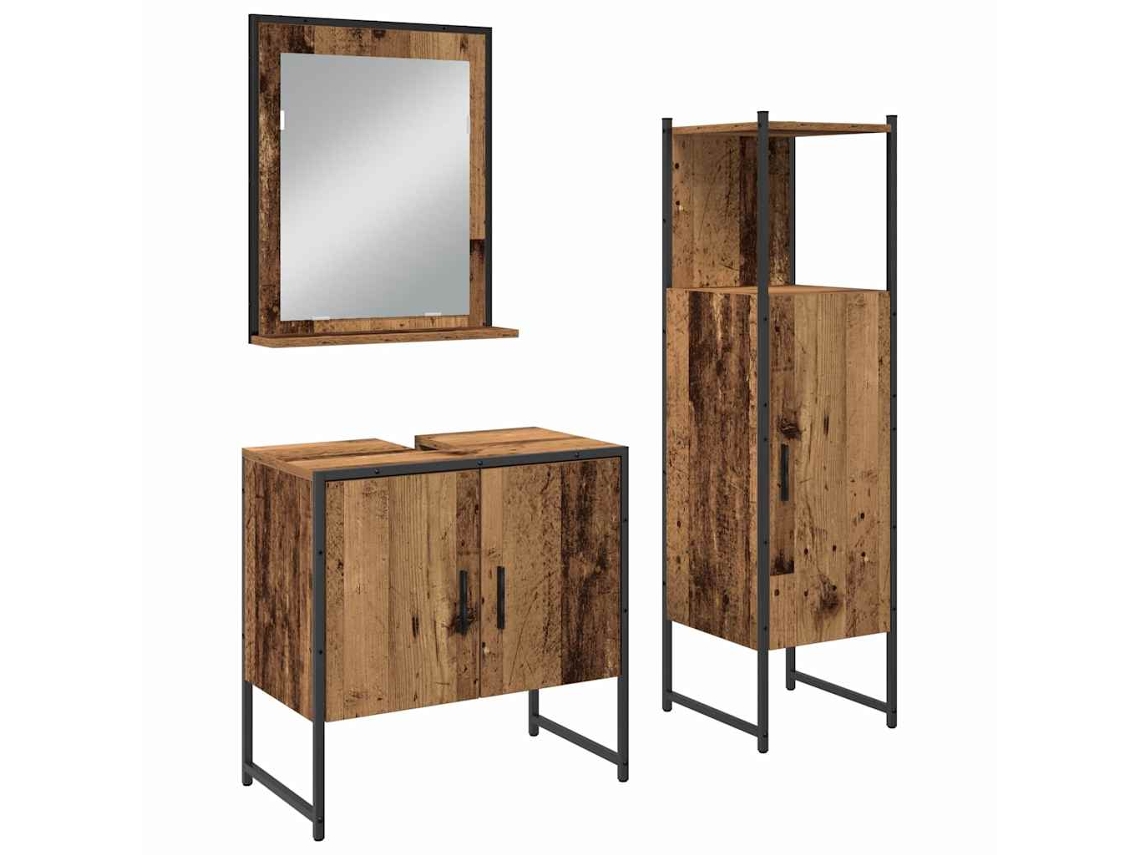 Conjunto de muebles de baño con estante, 3 piezas, marrón, MAISON EXCLUSIVE