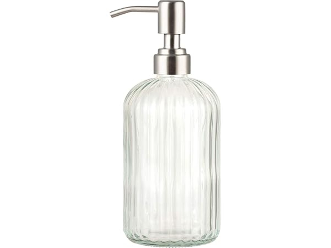 Hogar - Dispensador De Jabón De Vidrio Transparente De 35 Ml (con Bomba De Acero Inoxidable), Apto Para Baños, Cocinas, Hogares Y Cuartos De
