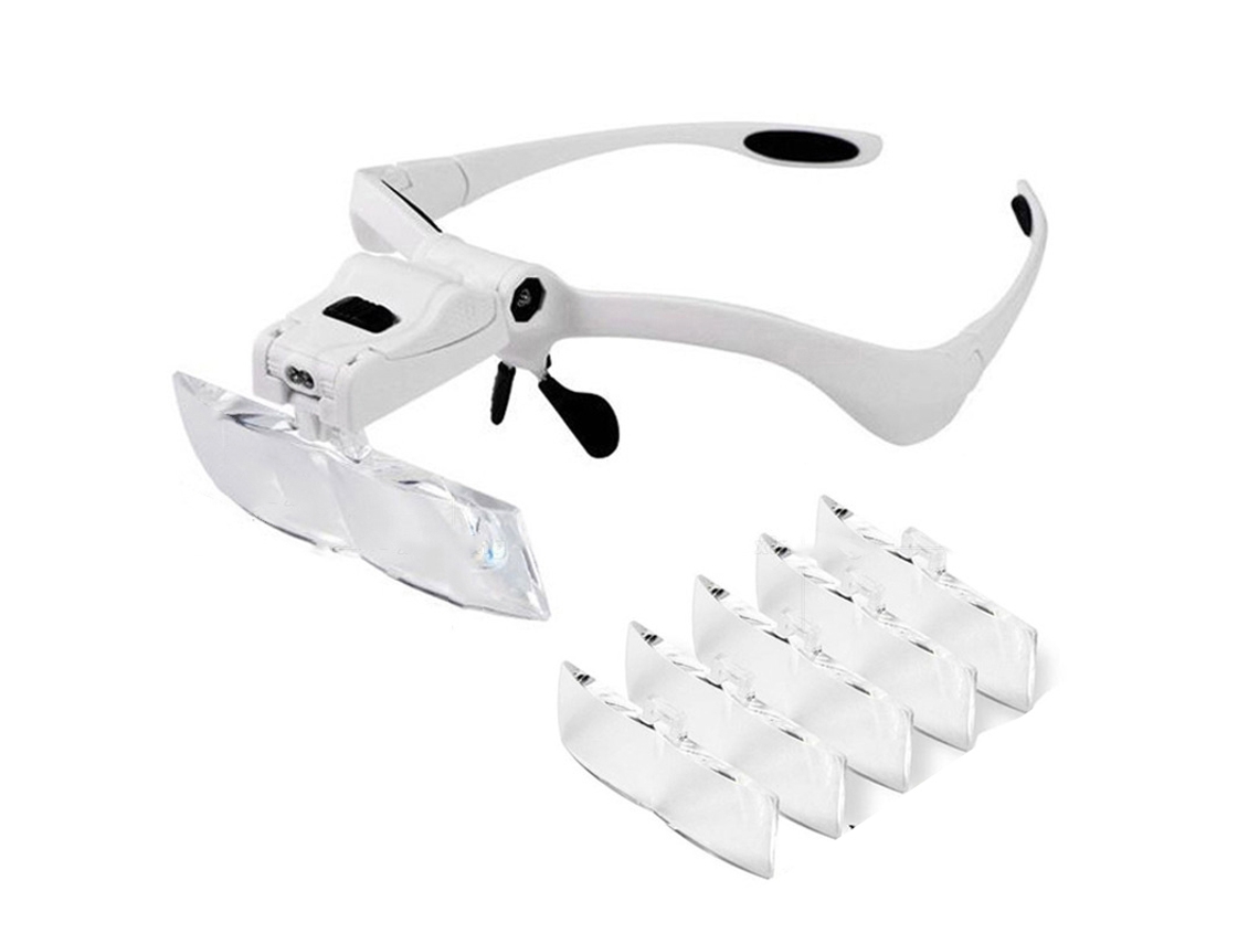 Lupa de Cabeça com Led 5 Lentes Ajustáveis 1x 3.5x Magnificador Leve com Faixa de Cabeça | S/MARCA