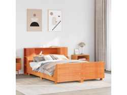 Cama Sin Colchón Madera Maciza De Pino Marrón Cera 140x200 Cm