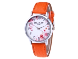 Reloj De Pulsera De Aleación Para Parejas Con Pantalla Analógica Y Movimiento De Cuarzo Naranja.