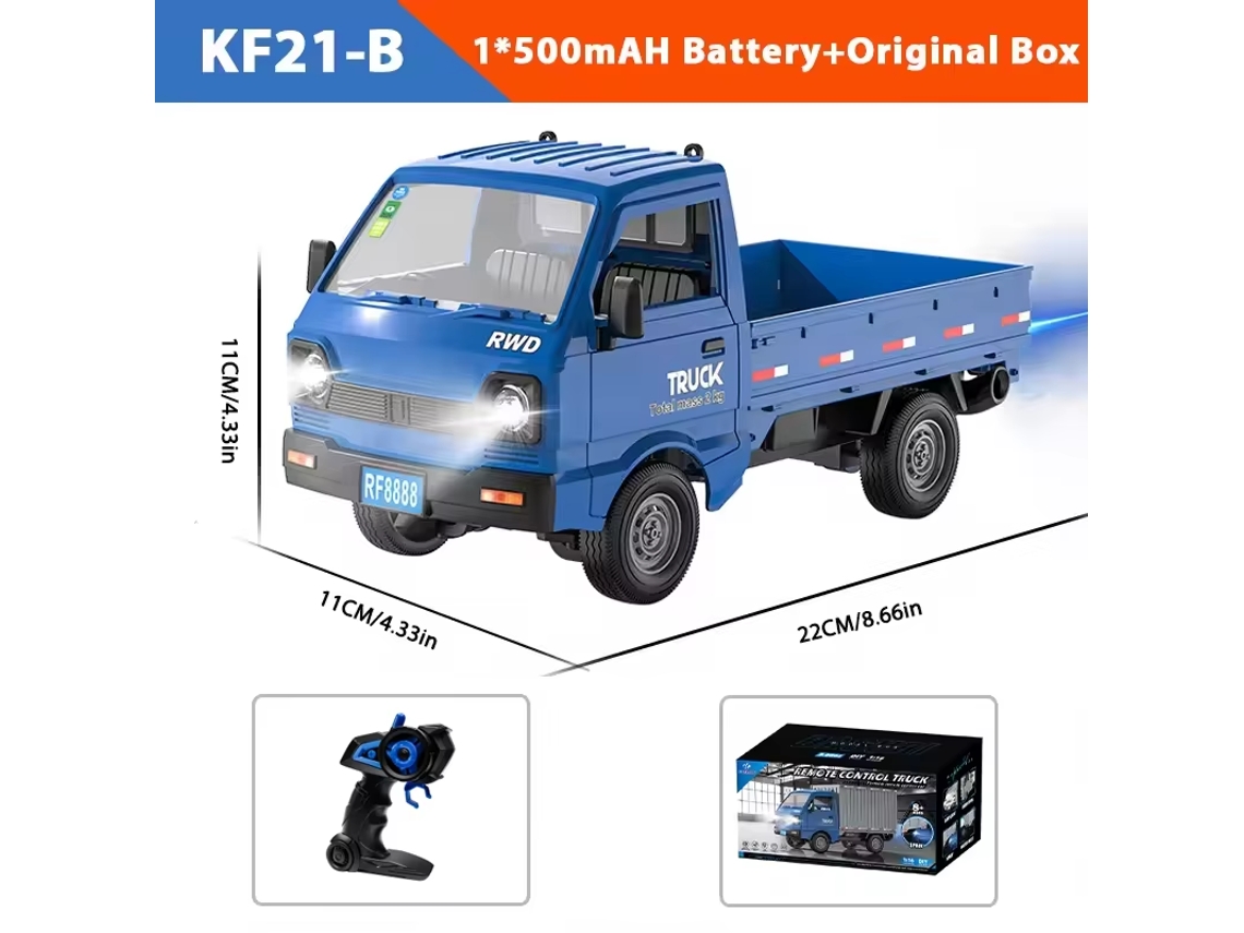 Coche RC Kf21 116 de 2,4 GHz que simula derrapes y escaladas, con spray y luces LED, juguete para niños, azul. Aeuzwr
