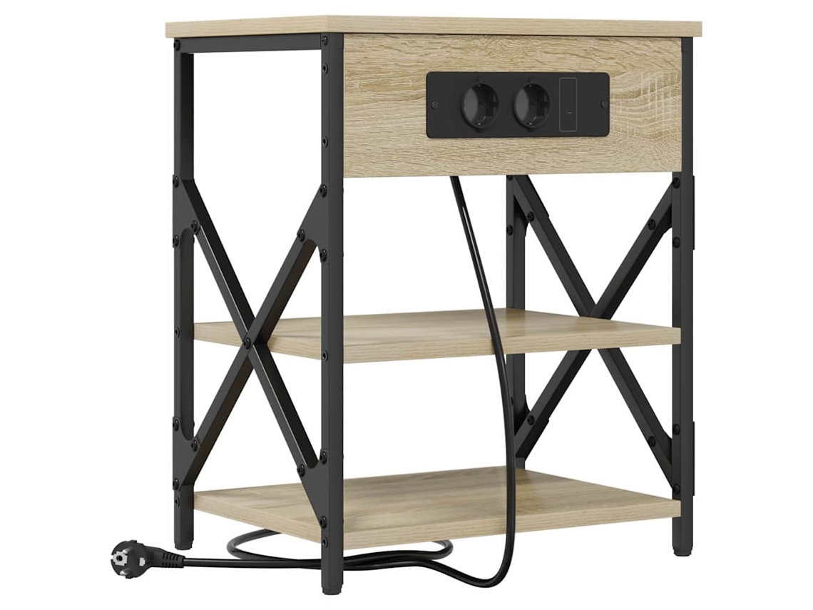 Mesita de noche de roble Sonoma 41 x 31 x 51 cm EXCLUSIVA MAISON