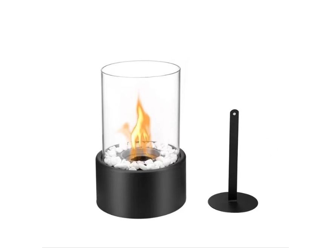 Chimenea De Mesa De Bioetanol, Redonda, Color Cobre Negro.