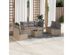 Conjunto de sofá de jardín de 8 piezas con cojines, mimbre sintético beige, Dkd Home Decor
