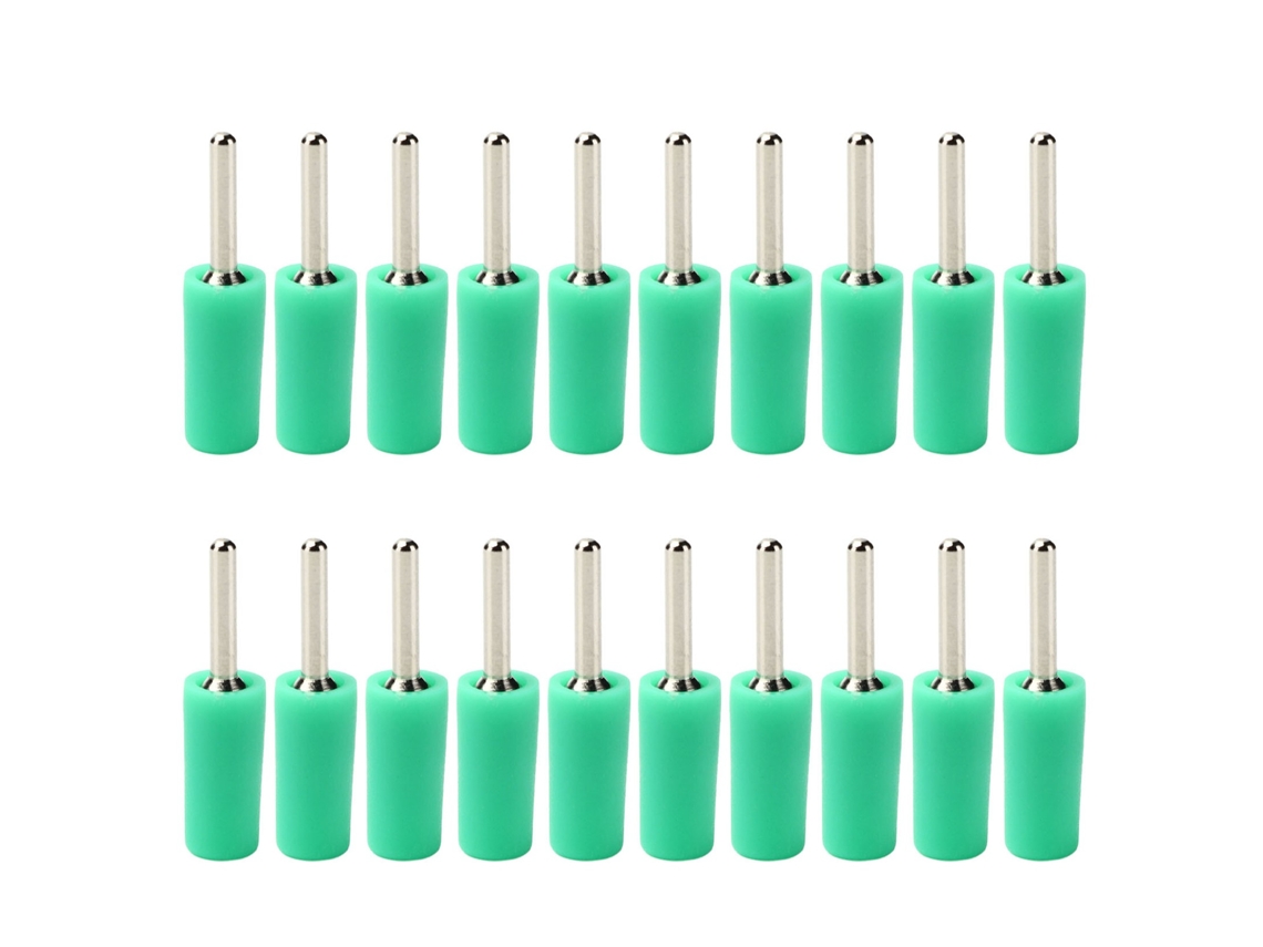 20 Unidades De Conectores Banana De 2 Mm Con Pines, Chapados En Latón Cromado E Impermeables, Color Verde.
