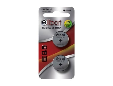 Pack de 2 Pilas Litio de Boton Cr2016 3V ELBAT