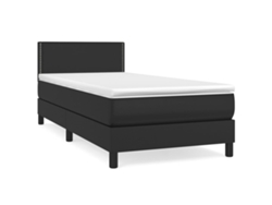Maison Exclusive - Cama Box Spring Con Colchón Cuero Sintético Negro 80x200 Cm