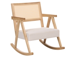 Cadeirão Em Madeira Com Encosto De Trança Vienense Beliani Rya De Madeira De Seringueira Creme 65x78x79