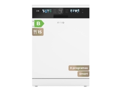 Lavavajillas Evvo D6 de 60 cm, capacidad para 15 servicios, clase B, apertura automática, luz UV, color blanco.