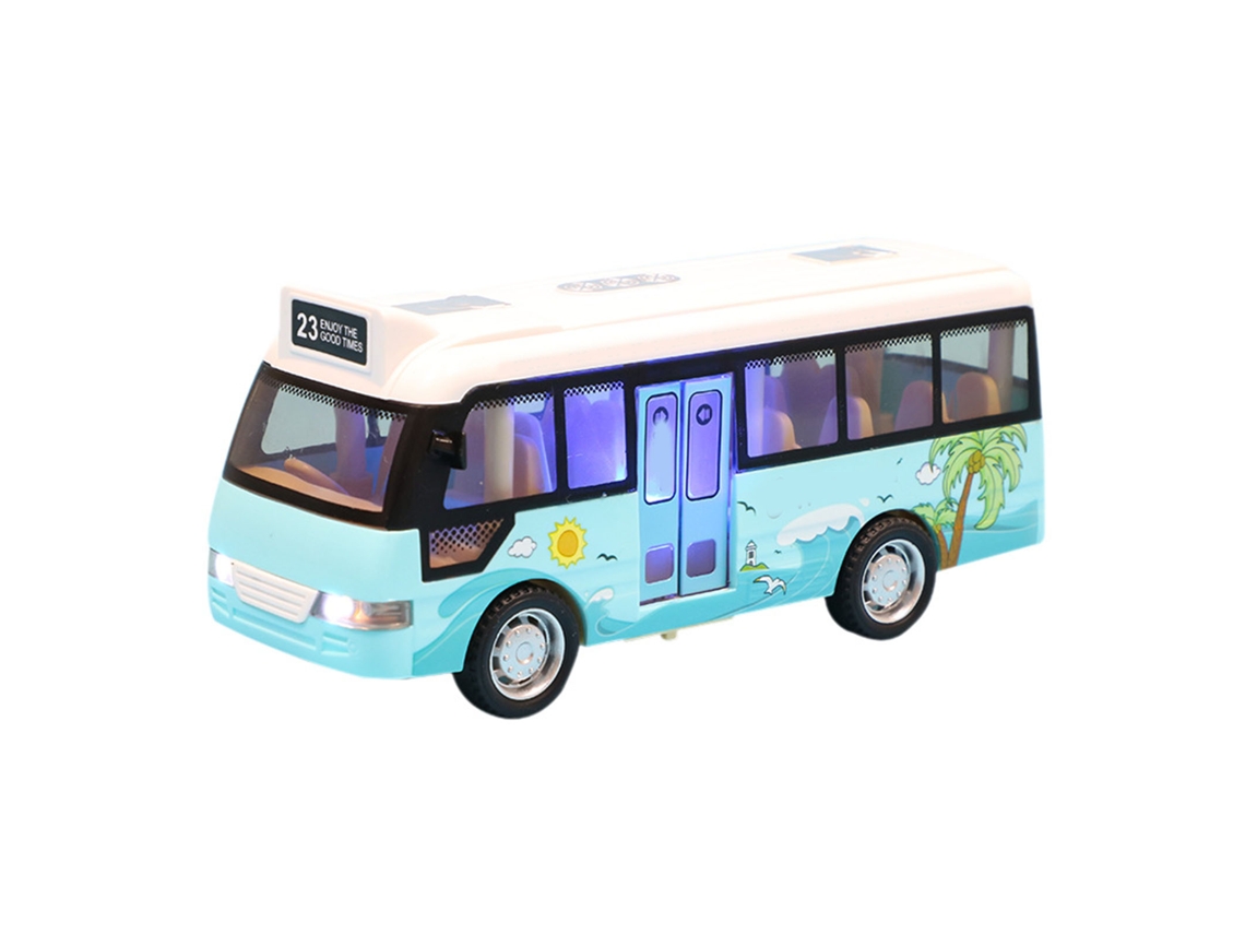 Autobús De Ciudad Con Sonido Y Luz Para Niños Juguete De Modelo Duradero Con Puertas Abiertas Azul