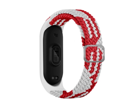 Correa de nailon lazo elástico ajustable elásticos trenzados para Xiaomi Mi Band 5/Band 6/Band 7 - rojo/blanco