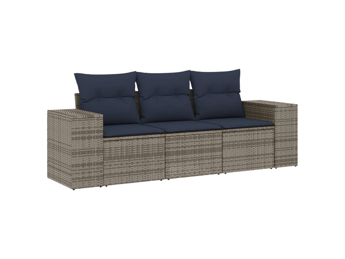 Maison Exclusive - Conjunto De Sofá De Jardín De 3 Piezas Con Cojines, Poliratán Gris