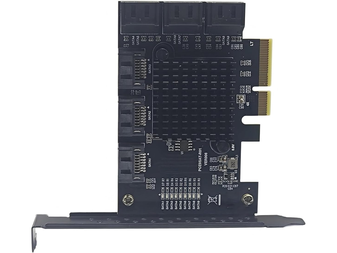 Tarjeta Adaptadora Pcie 1x A 4x De 9 Puertos, Velocidad De Transferencia De 6 Gbps Y Expansión De Pc Con Intercambio En Caliente.