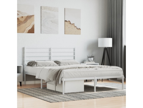 Estructura de cama con cabecero VIDA XL metal blanco (135x190 cm)