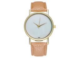 Reloj De Pulsera Unisex De Cuarzo Con Correa De Pu Moda Zhoulianfa Beige