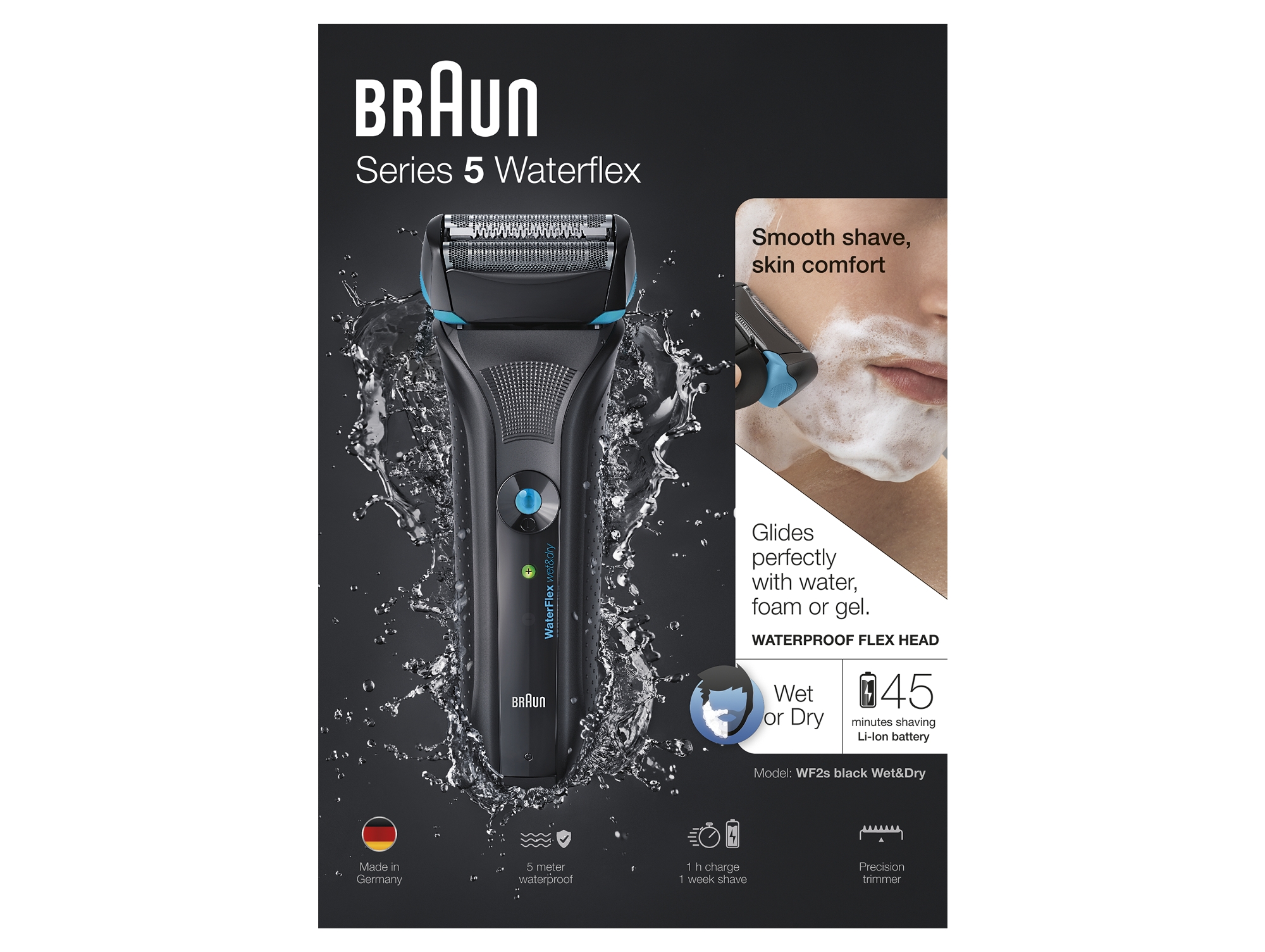Afeitadora BRAUN Waterflex Negra Serie 5 (Autonomía 45 min - Batería)