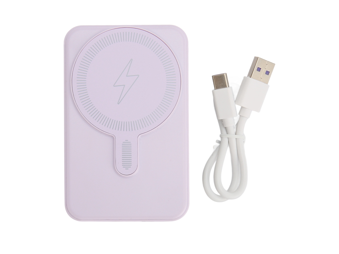 Carregador Portátil Sem Fio 10000mah Bateria Magnética Com Display Led Para Iphone 14 13 12 Roxo Claro