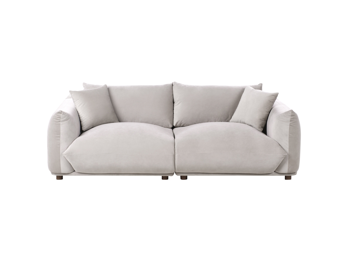Sofá 3 Plazas Beliani Luvos Terciopelo Crema 220x104x75